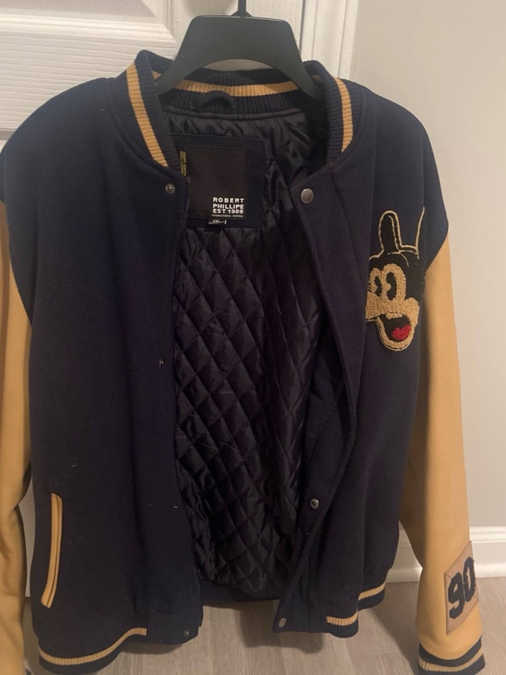 Robert Philippe Navy and Mustard Varsity Jacket with Patch